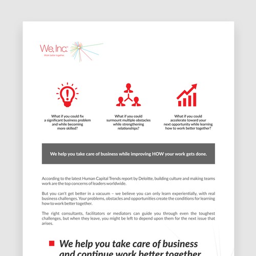 PDF design with the title 'We, Inc. Book Re-Design'