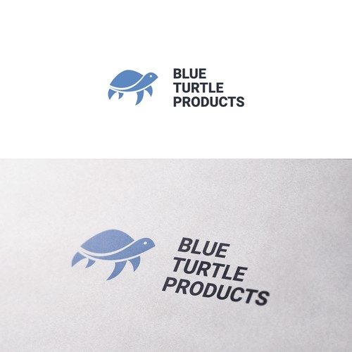 Turquoise logo with the title 'Blue Turtle Products logo design'