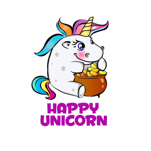 Unicorn logo with the title 'Logo funny unicorn'