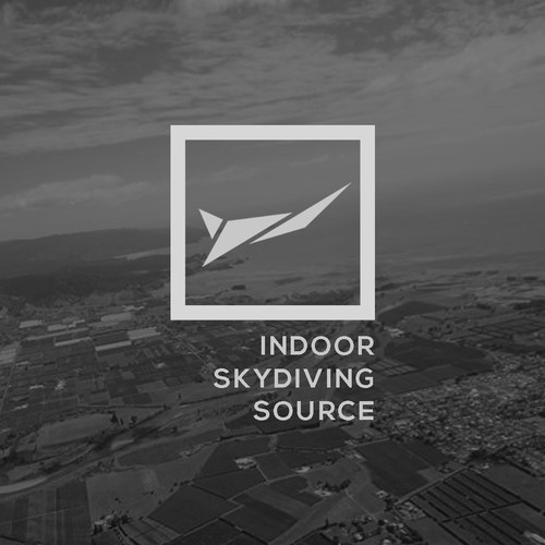 Skydiving logo with the title 'Indoor Skydiving Source'