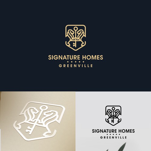 Lion brand with the title 'Elegant, Luxury Logo for a Real Estate Luxury Division'