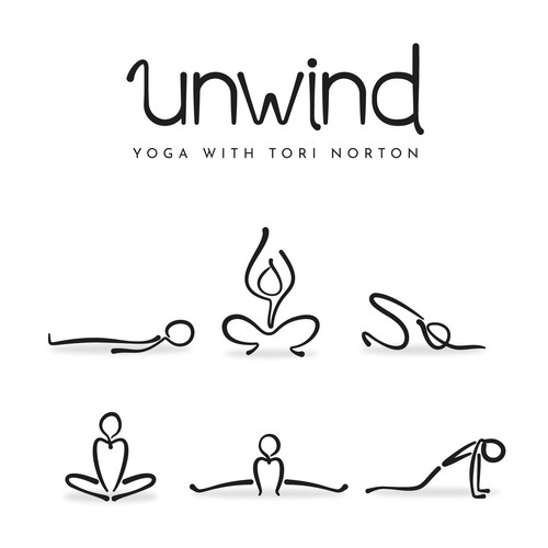 Yoga illustration with the title 'Unwind Yoga with Tori Norton'