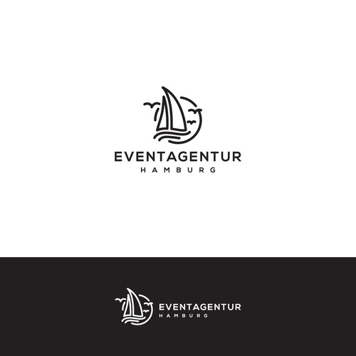Yacht logo with the title 'line art logo style for EVENTAGENTUR HAMBURG '