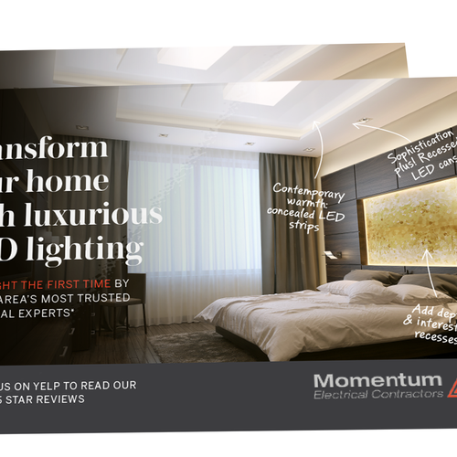 Lighting design with the title 'Fashion inspired postcard to help electrician appeal to high-end consumers'