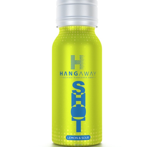 Beverage label with the title 'Hangover Shot in Aluminium Bottle'