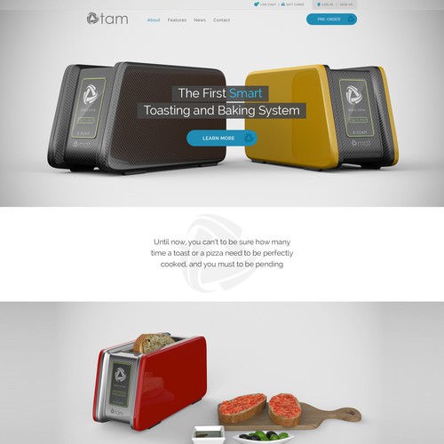 Toast design with the title ' New website for an innovative technological product'