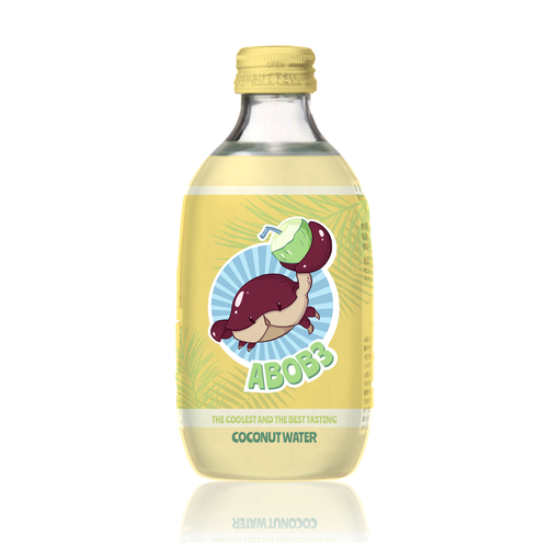 Water label with the title 'Bottle label concept for a brand of coconut water'