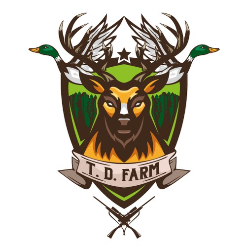 Duck hunting logo with the title 'T D Farm'