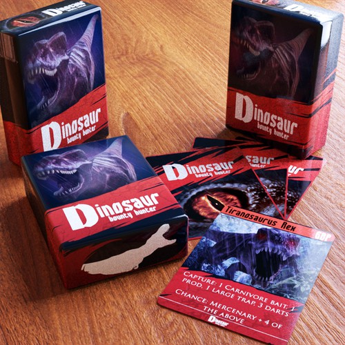 Dinosaur artwork with the title 'Dino card game art'