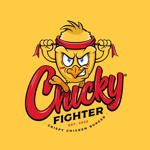 Yellow and red design with the title 'Chicky Fighter'