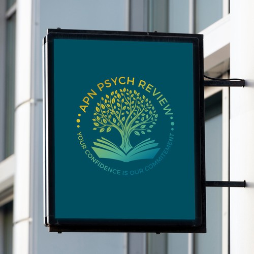 Gradient logo with the title 'APN Psych Review Logo design'