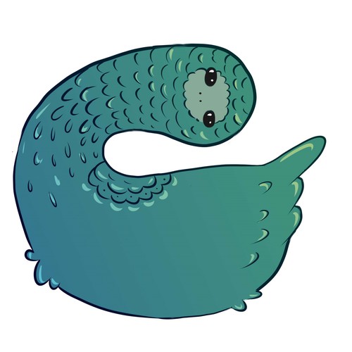 Green artwork with the title 'Mystic creature'