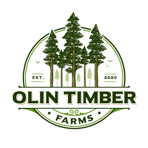 Lumber logo with the title 'Olin Timber Farms'