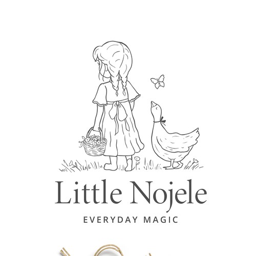 Butterfly design with the title ' Little Nojele- handmade timeless clothes and accessories, made with natural materials '