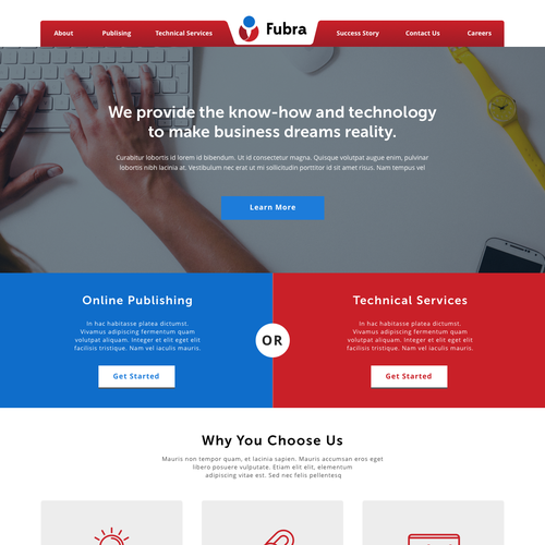 Company website with the title 'Landing Page Concept for Fubra '