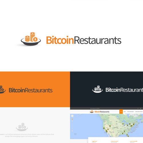 Mining logo with the title 'Delicious logo for Bitcoin Restaurant Directory'