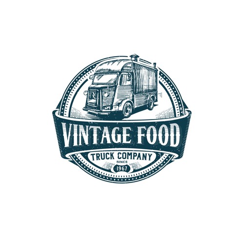 Truck brand with the title 'The logo for vintage foodtruck'