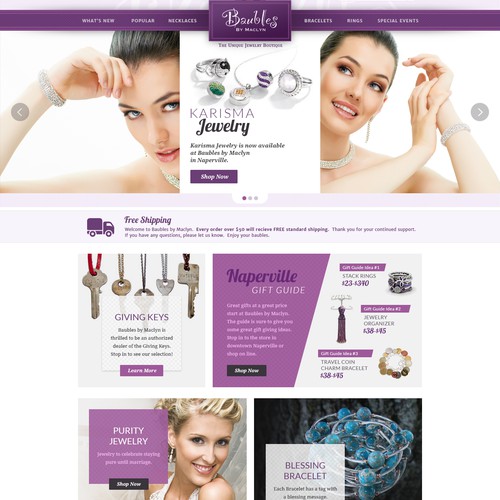Jewelry website with the title 'eCommerce website design for a jewelry store'