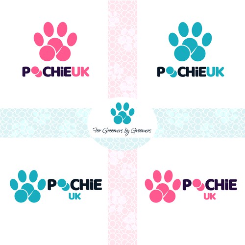 Pet grooming logo with the title 'Poochie UK - Pet Shop Logo Design'
