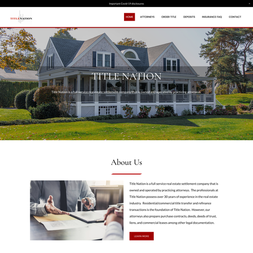 Digital website with the title 'Professional Clean Real Estate Design for Title Company'