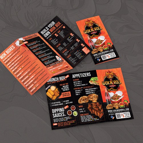 Design with the title 'Wok N'Roll Menu Design'