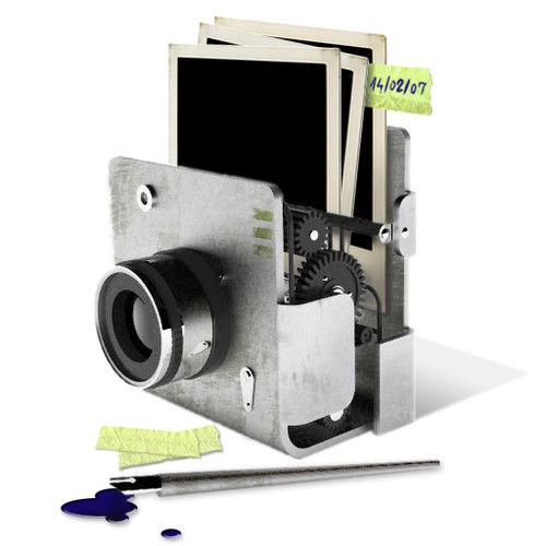 Steampunk logo with the title 'Photo editing app icon'