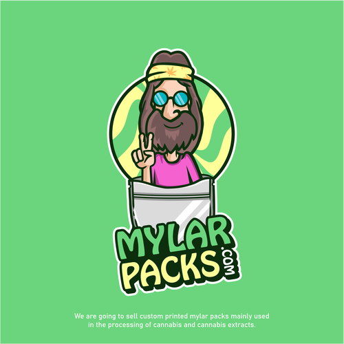 Hippie logo with the title 'Logo for mylarpacks.com'