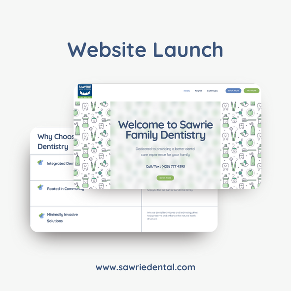 Illustrator website with the title 'Website Desin for Sawrie Family Dental'