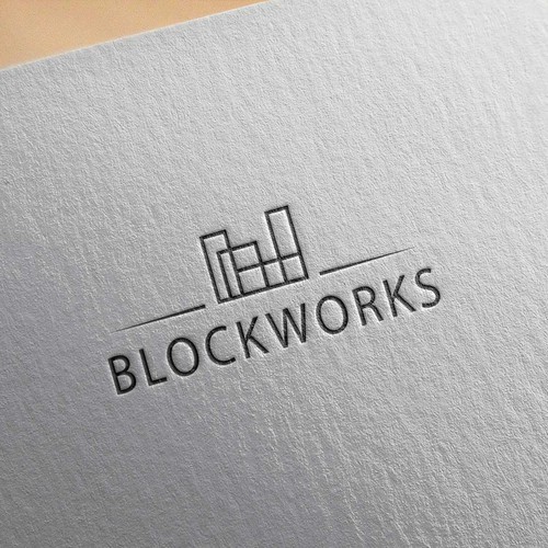 Block logo with the title 'Logo concept for construction industry'