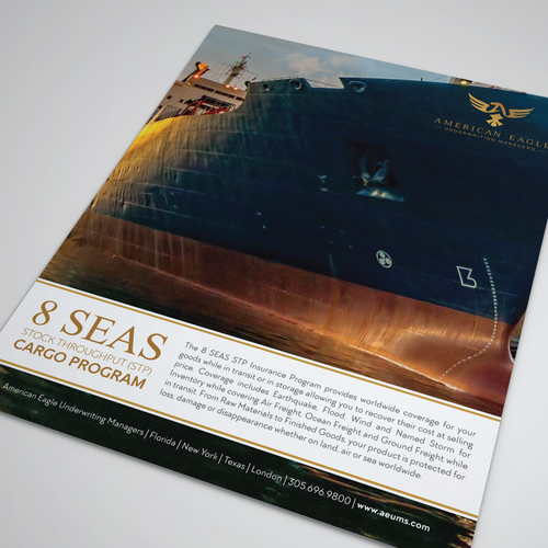 Cargo design with the title 'Clean 8 Seas Flyer '