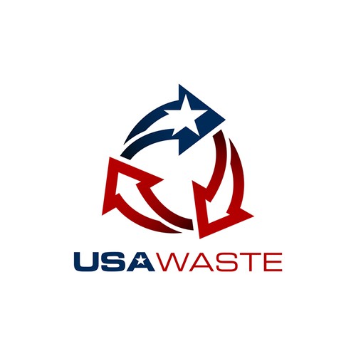 Recycling design with the title 'Simple and Bold Logo for USA Waste'