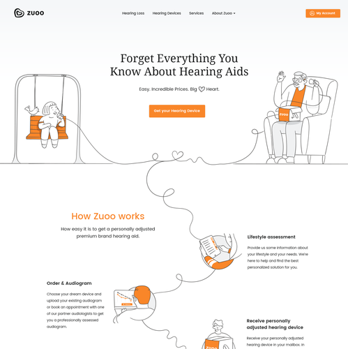 Illustrator website with the title 'Hearing device platform'