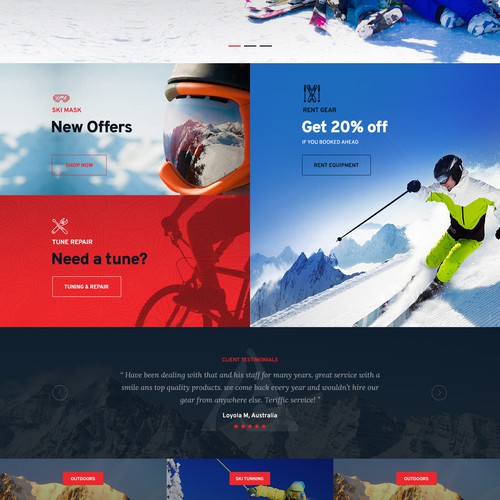 Sports website with the title 'homepage design'