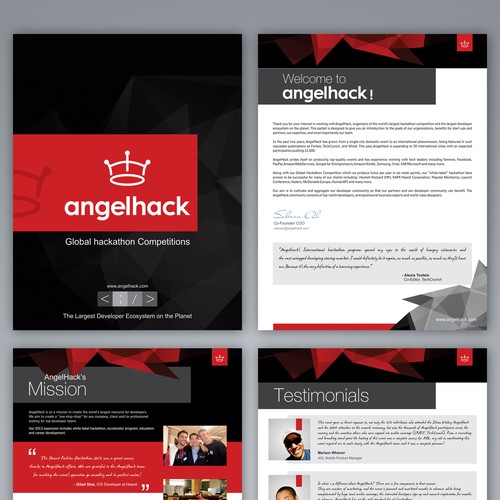 Profile design with the title 'Revamp AngelHack's White Label Hackathon Marketing Material!'