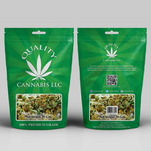 Agriculture packaging with the title 'Quality Cannabis LLC  packaging'