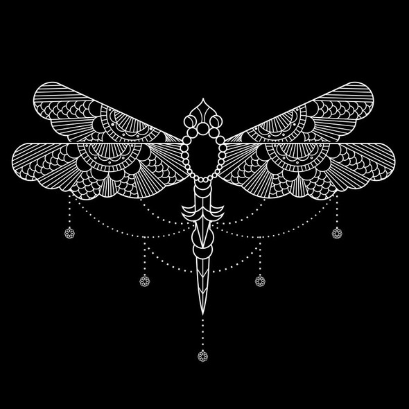 Monoline artwork with the title 'Dragonfly Line illustration'