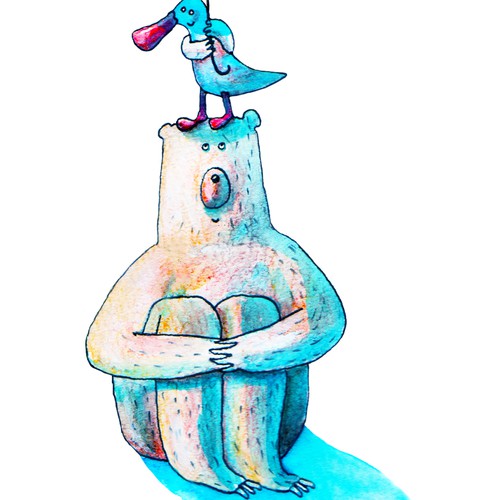 Teddy design with the title 'Bear and Duck Design for Baby Blanket'