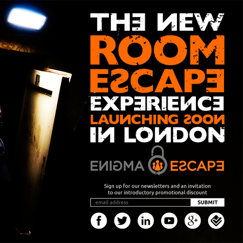 Dramatic design with the title 'Splash landing page for a new escape room'