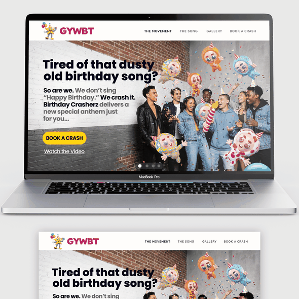 Party website with the title 'Website Design for GYWBT'