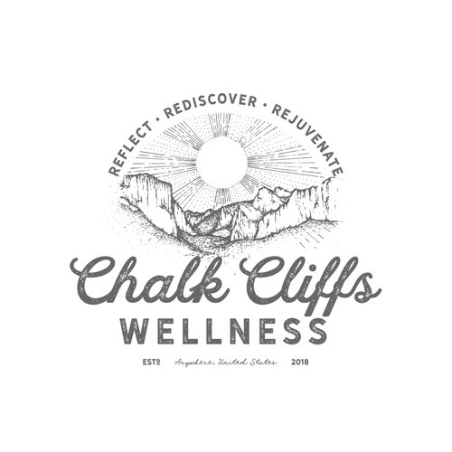 Stippling design with the title 'Chalk Cliffs Wellness'