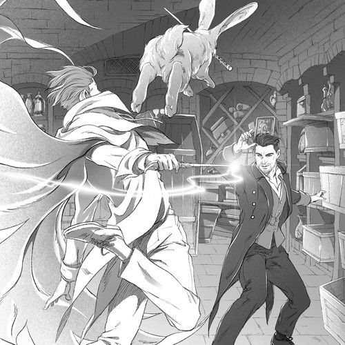 Grayscale design with the title 'Illustrations for a novel'