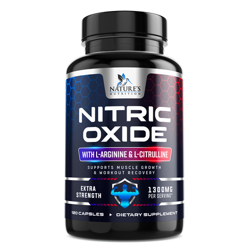 Jar label with the title 'Nitric Oxide label design'