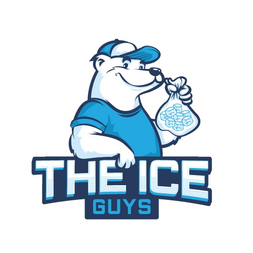 Bear mascot logo with the title 'Ice vending machines logo'