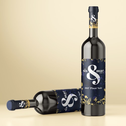 Yellow packaging with the title 'Sis & Mae Wine co'