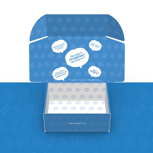 Snack bag packaging with the title 'Subscription Carton Design'