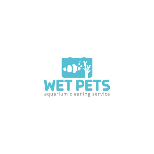 Aquarium design with the title 'Wet Pet Logo'