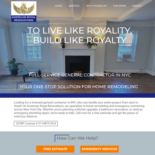 Building website with the title 'Web design for a New York building and remodeling company'