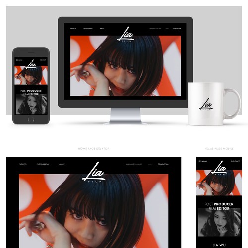 Black and white website with the title 'LANDING PAGE DESIGN'