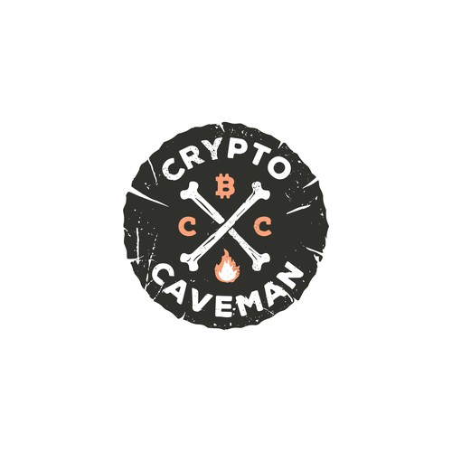Humorous logo with the title 'Rustic logotype for the Crypto Caveman'