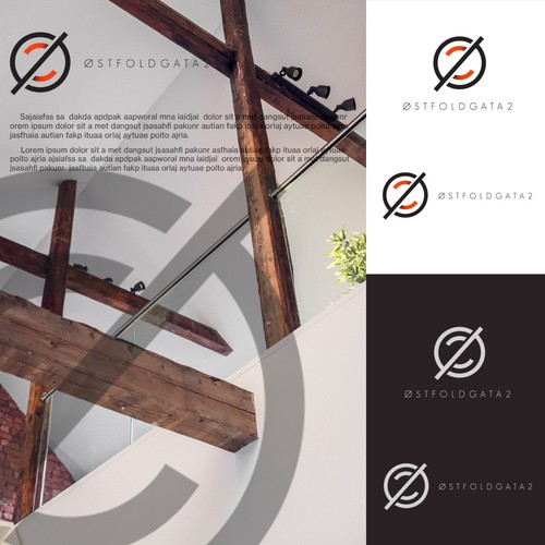 Orange and black logo with the title 'Simple Luxurious Logo design for Østfoldgata 2'